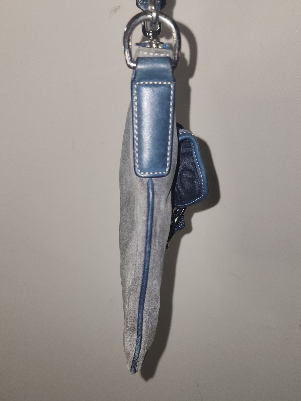 Coach Suede Crossbody Bag Buckle Gray Blue Style 4745 - Picture 12 of 16